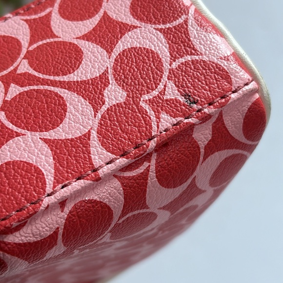 Coach Coated Canvas Pink Red Cosmetics Pouch 9” Coach coated Canvas Travel - Picture 11 of 16
